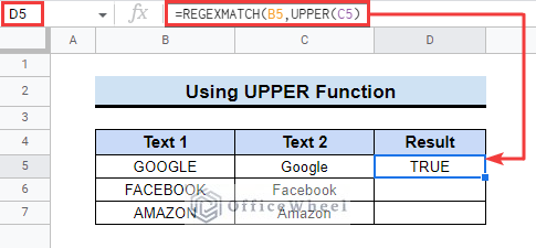 Applying UPPER function
